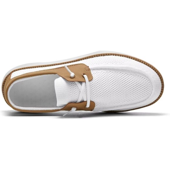 〽️Closed Toe Loafers Sneakers Men\'s White Mesh Slip On Lace-up Soft Sole main image 5